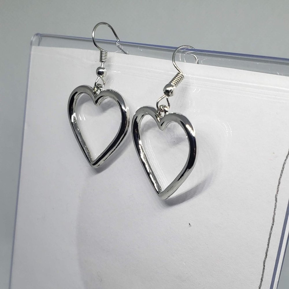 Silver Tone Heart Dangles For Valentines